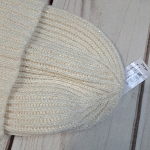 3 FOR 12 SALE Mix It Cream Metallic Beanie Cap Hat - Picture 9 of 10